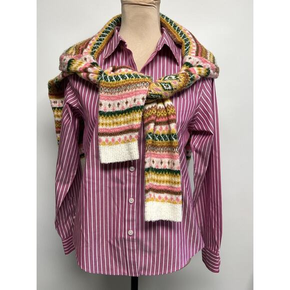 Talbots fair isle sweater Mock Neck Medium P Retro Ski Soft Fuzzy Cozy Preppy - Picture 12 of 12